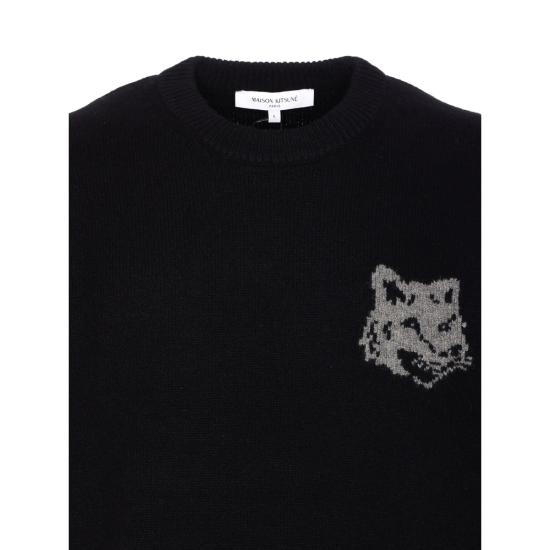 25FW 메종키츠네 폭스 헤드 인타르시아 메리노 스웨터 PM00816KM0329 BKMGM BLACK - MAISON KITSUNE