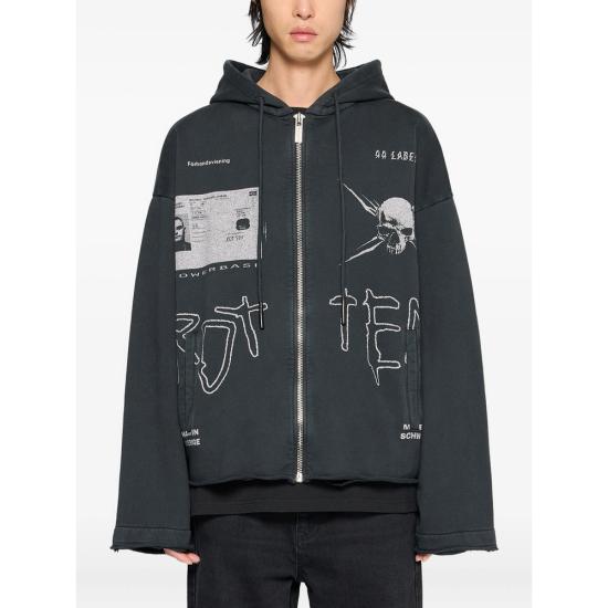 25FW 44레이블 후드 티셔츠 B0030610 FA679 P685 BLACK