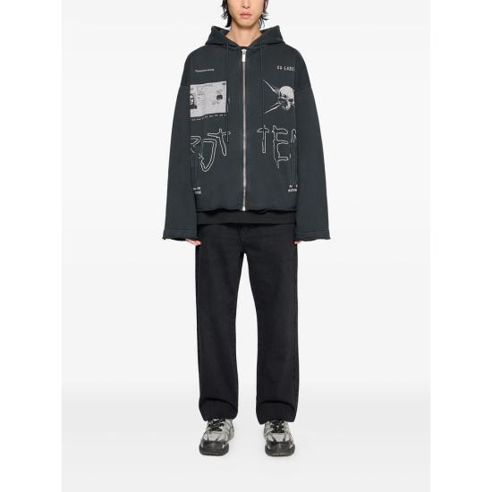 25FW 44레이블 후드 티셔츠 B0030610 FA679 P685 BLACK - 44 LABEL