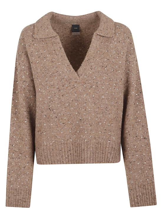 25FW 핑코 긴팔 티셔츠 105684 A2U4 C3Z MULTI CAMMELLO BIANCO BROWN