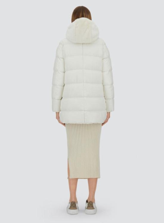 25FW 에르노 새틴 & 뉴 레이디 퍼 A셰이프 다운 자킷 PI001934D 12170Z1000 White - HERNO