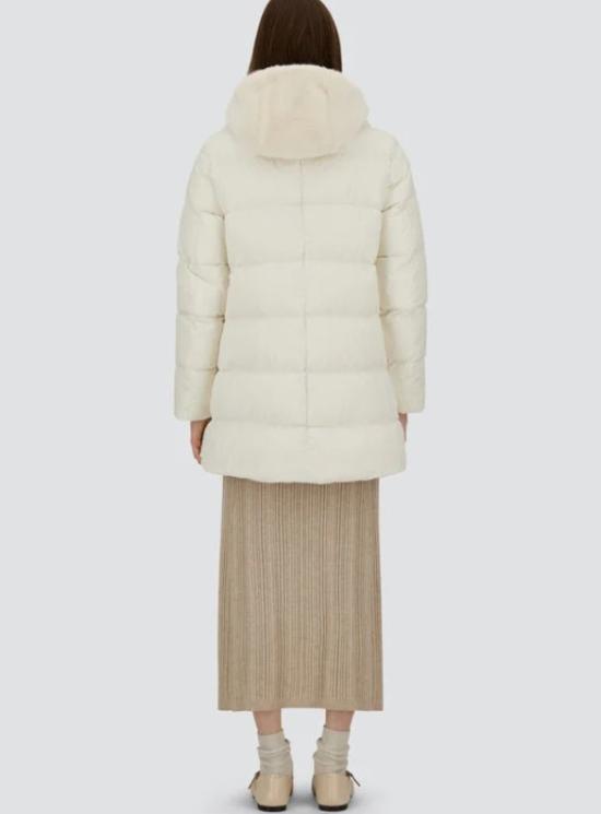 25FW 에르노 새틴 & 뉴 레이디 퍼 A셰이프 다운 자킷 PI001934D 12170Z1000 White - HERNO