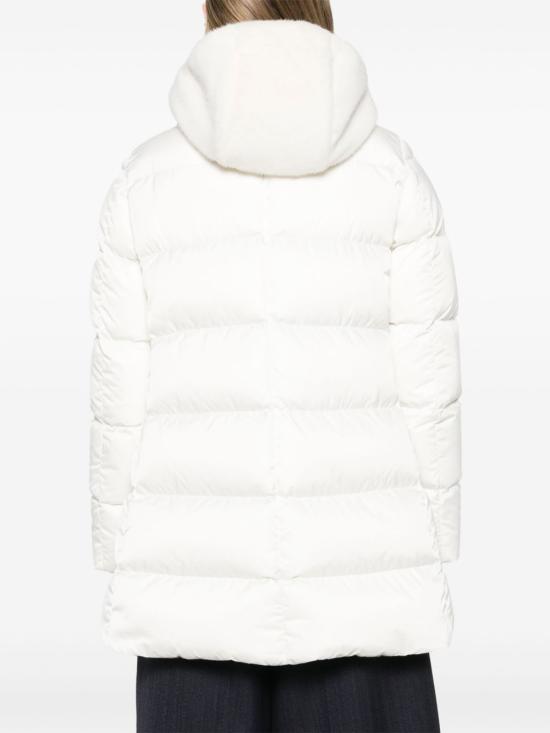 25FW 에르노 새틴 & 뉴 레이디 퍼 A셰이프 다운 자킷 PI001934D 12170Z1000 White - HERNO