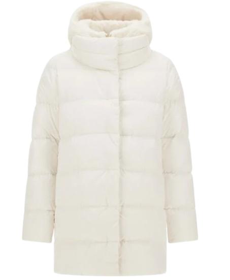 25FW 에르노 새틴 & 뉴 레이디 퍼 A셰이프 다운 자킷 PI001934D 12170Z1000 White