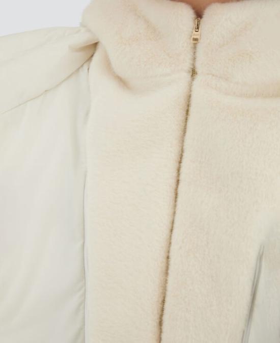 25FW 에르노 새틴 & 뉴 레이디 퍼 A셰이프 다운 자킷 PI001934D 12170Z1000 White - HERNO