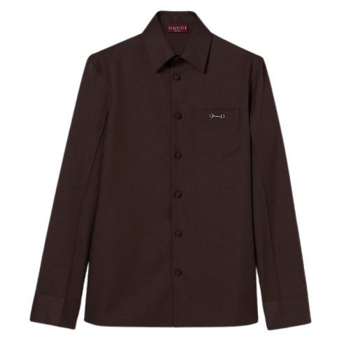 25FW 구찌 홀스빗 디테일 폴리에스터 트윌 셔츠 841624 ZAT432518