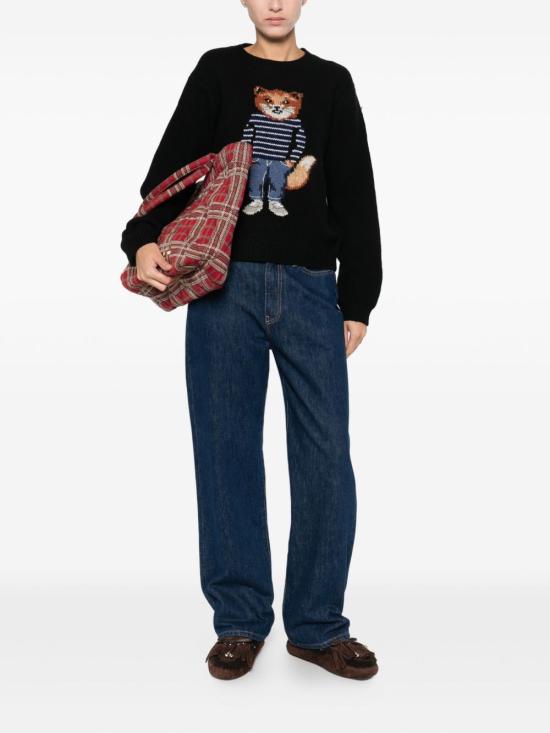 25FW 메종키츠네 드레스드 폭스 인타르시아 울 점퍼 PW00812K H0002P199 Black - MAISON KITSUNE