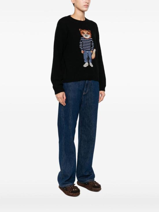 25FW 메종키츠네 드레스드 폭스 인타르시아 울 점퍼 PW00812K H0002P199 Black - MAISON KITSUNE