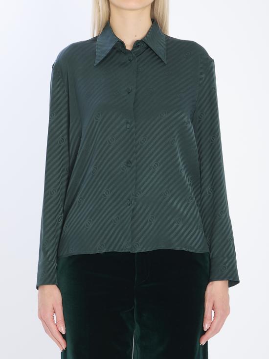 25FW 구찌 GG 인터로킹 자카드 실크 셔츠 851629 GREEN