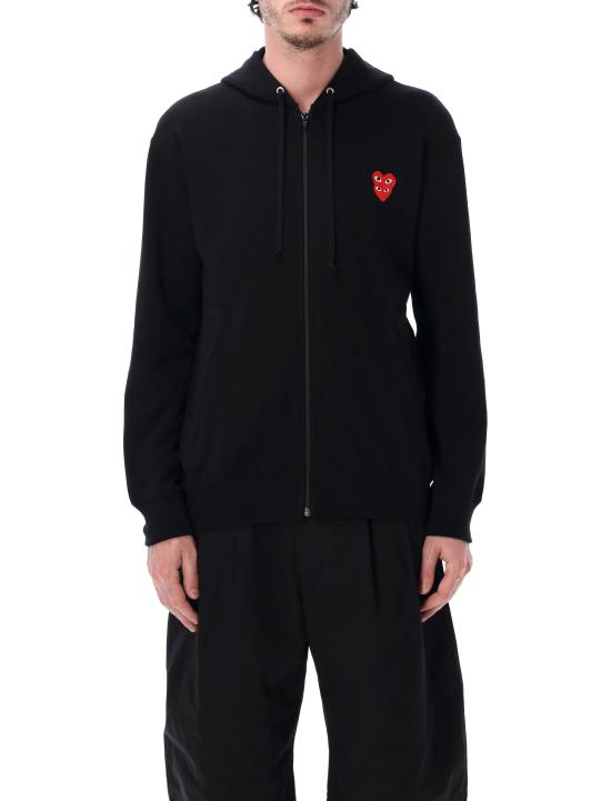 26SS 꼼데가르송 플레이 더블 레드 하트 후드 집업 AX T294 051 Nero