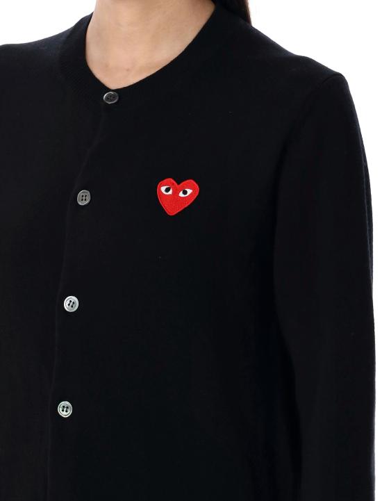 25FW 꼼데가르송 플레이 레드 하트 니트 가디건 AX N007 051 Nero - COMME DES GARCONS
