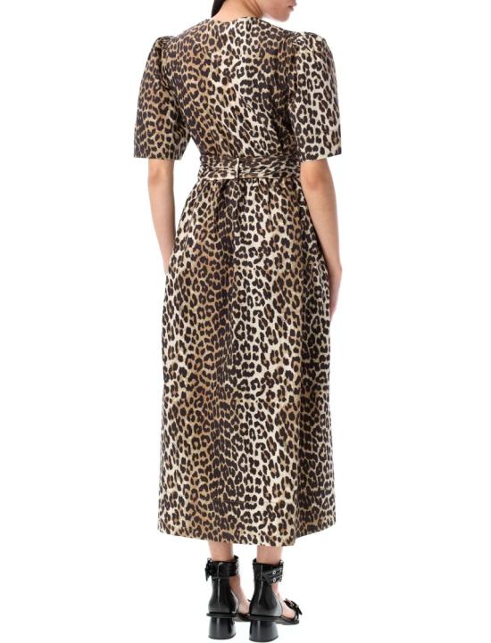 26SS 가니 레오파드 프린트 코튼 드레스 W03736488943 Brown - GANNI
