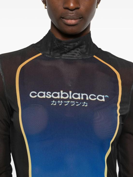 25FW 카사블랑카 미디 원피스 WAW25JDR00801 BLACK - CASABLANCA