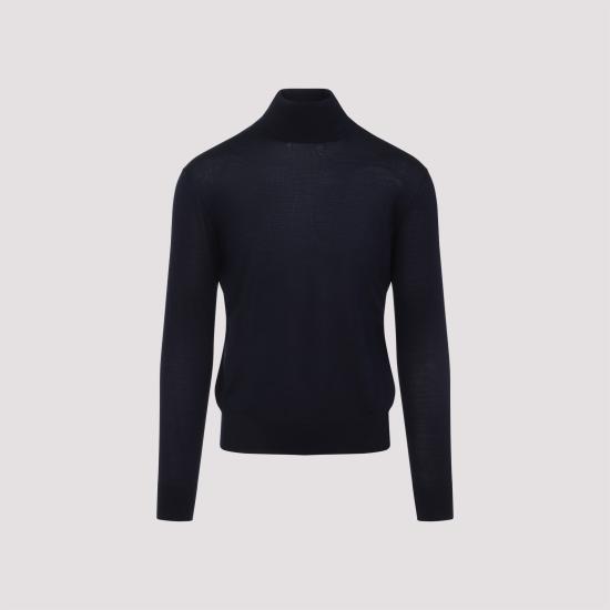 25FW 생로랑 캐시미어 울 실크 터틀넥 844617 YAPK24100 BLUE - SAINT LAURENT