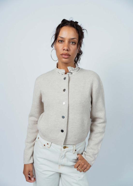  얼루드 자켓 Allude 스냅 스웨터 재킷 Fleur De Sel