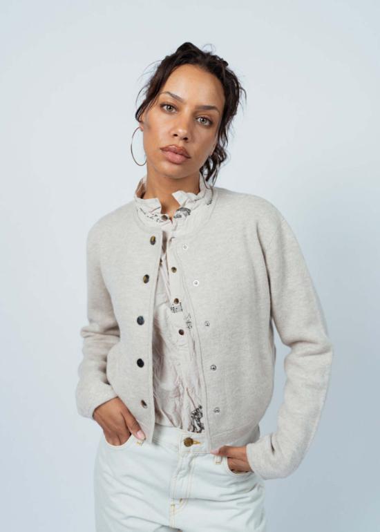  얼루드 자켓 Allude 스냅 스웨터 재킷 Fleur De Sel - ALLUDE