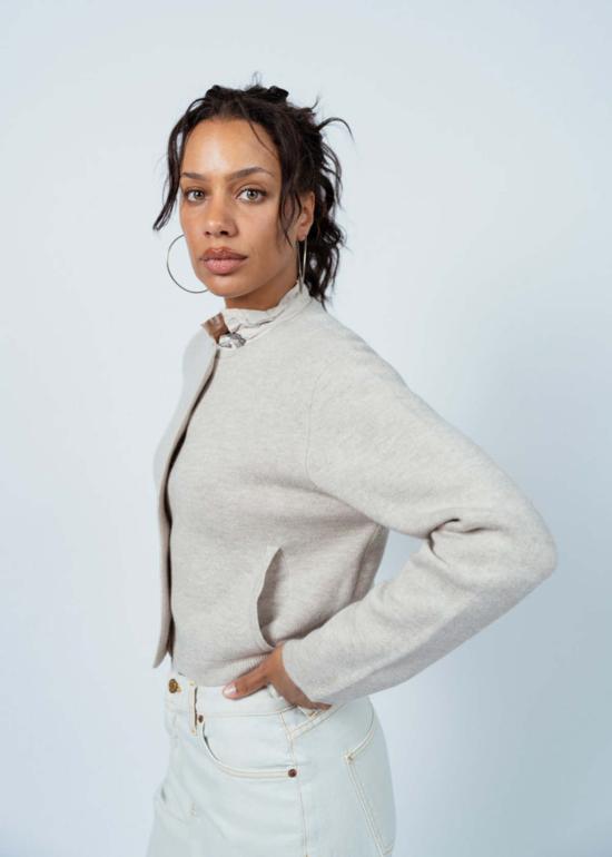  얼루드 자켓 Allude 스냅 스웨터 재킷 Fleur De Sel - ALLUDE