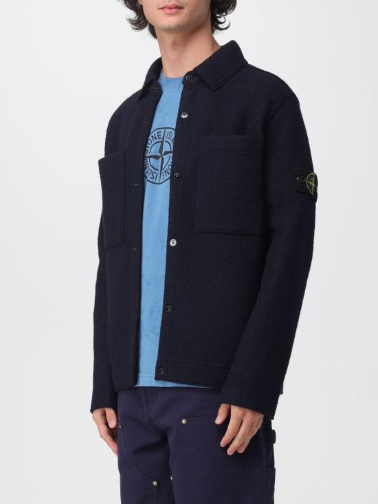 25FW 스톤 아일랜드 패치 포켓 울 셔츠 자켓 5100058S0IN1 V0020 Blue - STONE ISLAND
