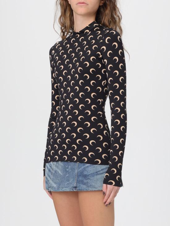 25FW 마린세르 문 프린티드 저지 롱슬리브 하이텍 탑  WTS005ACJER0001 TA10 Black - MARINE SERRE