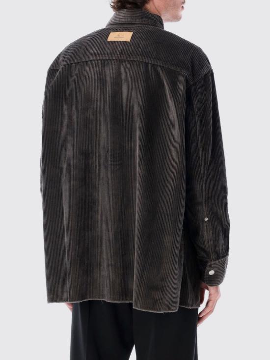 25FW 아미 코듀로이 벨벳 사이드 슬릿 오버셔츠 USH793CO0131 020 Grey - AMI