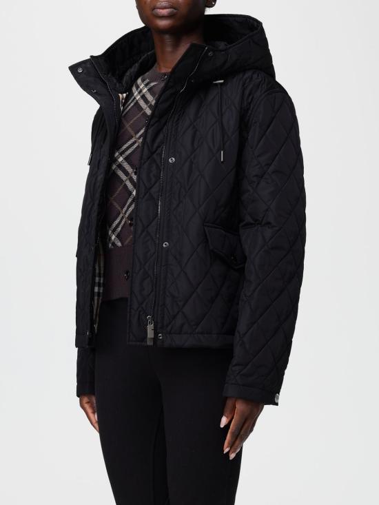 25FW 버버리 크롭 퀄티드 나일론 후드 자켓 8110329 Black - BURBERRY