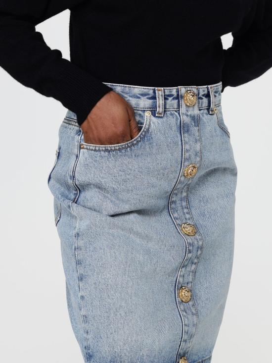 25FW 발망 데님 스커트 FF0LC267DF97 6AW Blue - BALMAIN