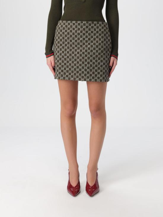 25FW 구찌 모노그램 미니 숏 스커트 824007ZASUE 3027 Green