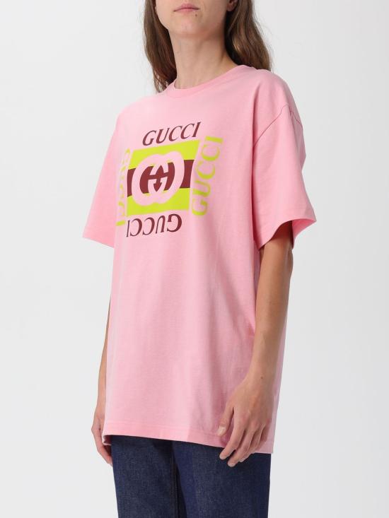 25FW 구찌 프린티드 코튼 반팔 티셔츠 837959XJHG9 5033 Pink - GUCCI