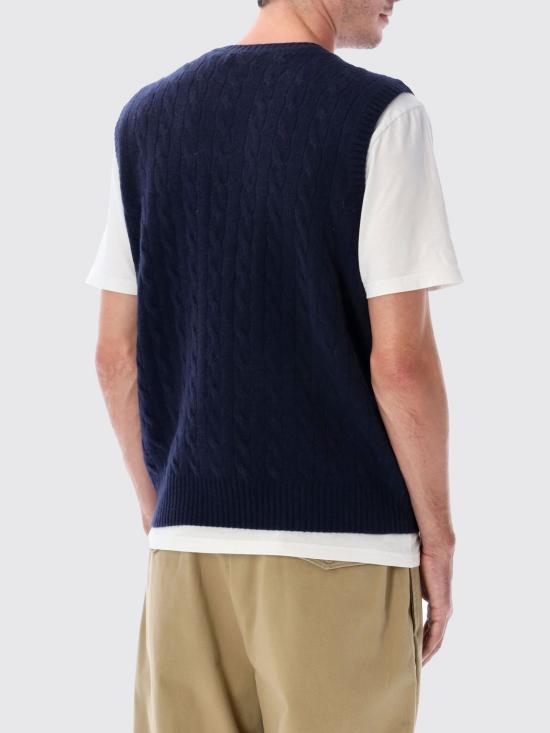 25FW 폴로 랄프로렌 울 캐시미어 케이블 니트 베스트 710974166 001 Navy - POLO RALPH LAUREN