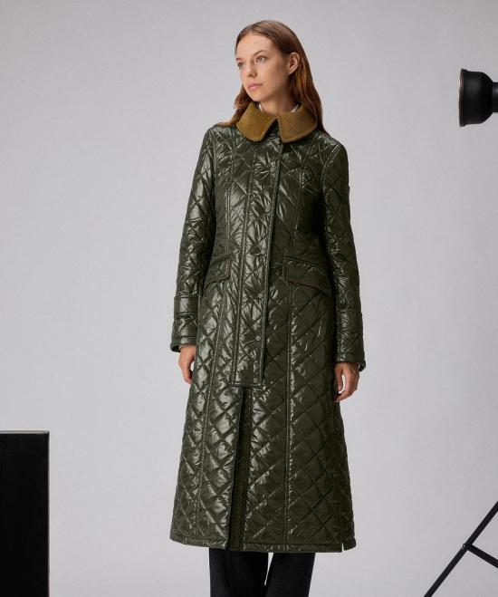 25FW 페트레이 벨벳 칼라 패디드 롱 코트 PED5450 04000217 689 Verde edera - PEUTEREY