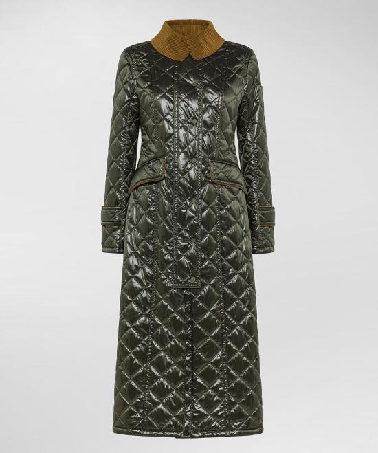 25FW 페트레이 벨벳 칼라 패디드 롱 코트 PED5450 04000217 689 Verde edera