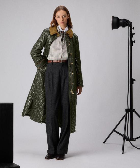 25FW 페트레이 벨벳 칼라 패디드 롱 코트 PED5450 04000217 689 Verde edera - PEUTEREY