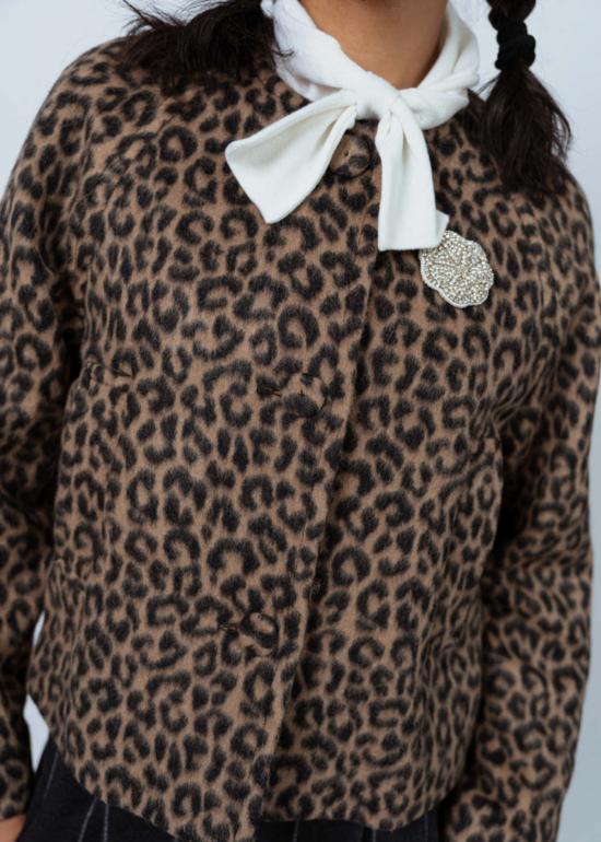  오디 자켓 브러시드 애니멀 프린트 재킷 다크 카멜 - ODEEH