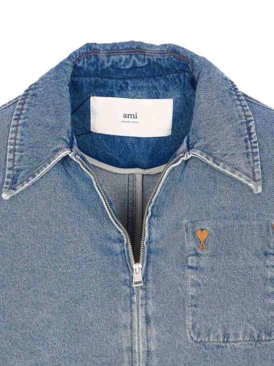 26SS 아미 스몰 하트 로고 코튼 지퍼 자켓 HJK835DE0046480 Blue - AMI