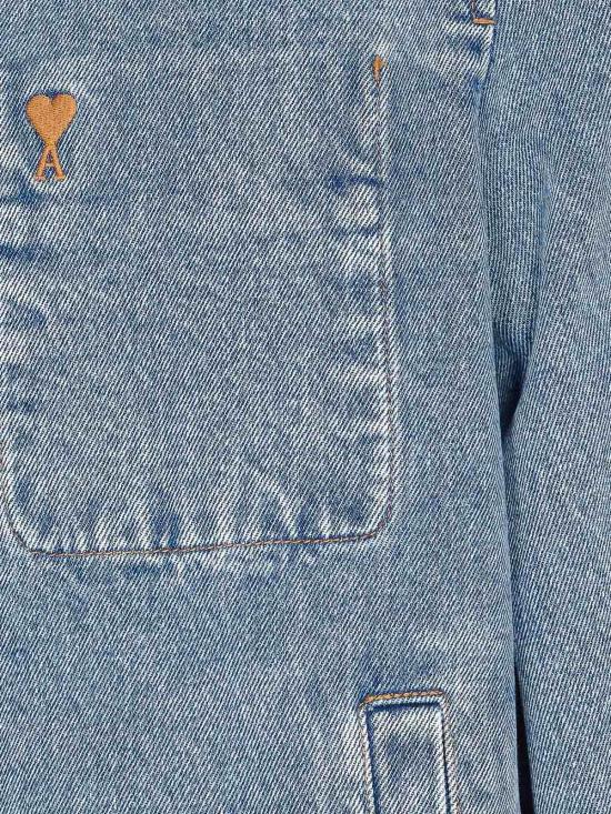 26SS 아미 스몰 하트 로고 코튼 지퍼 자켓 HJK835DE0046480 Blue - AMI