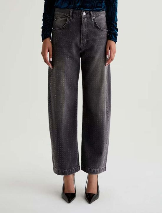  아드리아노 골드슈미드 데님 팬츠 Ag Jeans Hattie 하이라이즈 배럴 진 - ADRIANO GOLDSCHMIED