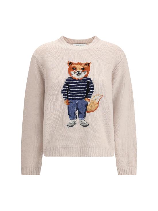 25FW 메종키츠네 드레스드 폭스 인타르시아 울 점퍼 PW00812KH0002 0382 CREAM