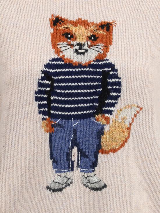 25FW 메종키츠네 드레스드 폭스 인타르시아 울 점퍼 PW00812KH0002 0382 CREAM - MAISON KITSUNE