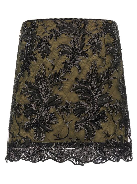 25FW 르 트윈스 롱 스커트 GIULIALACEBLACKINGREEN Green - LE TWINS