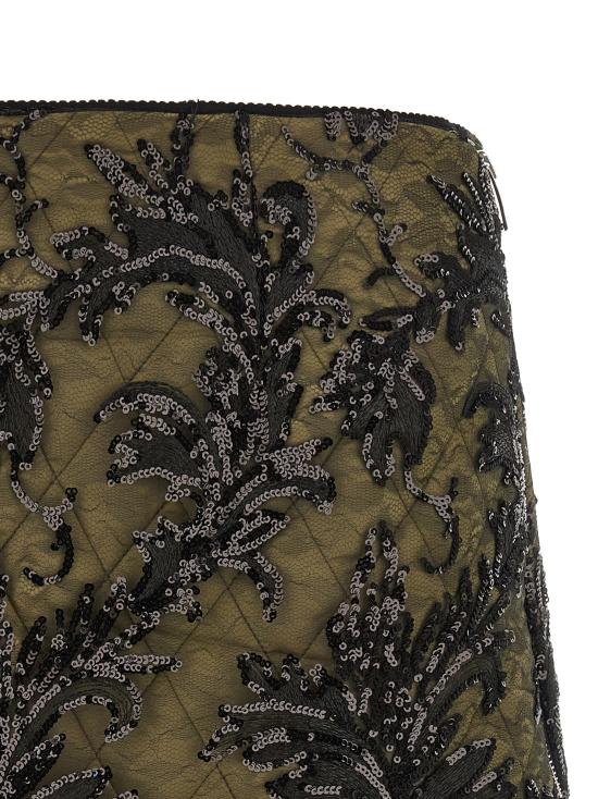 25FW 르 트윈스 롱 스커트 GIULIALACEBLACKINGREEN Green - LE TWINS