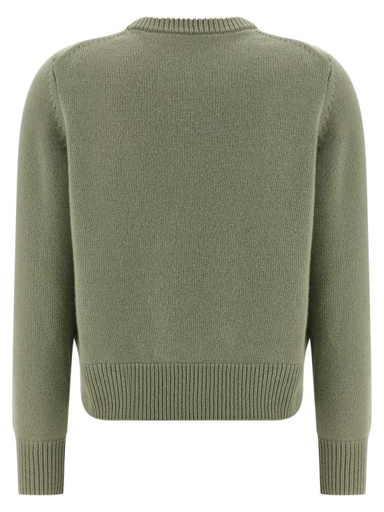 25FW 메종키츠네 폭스 헤드 인타르시아 메리노 스웨터 NW00808KM03290396 Green - MAISON KITSUNE