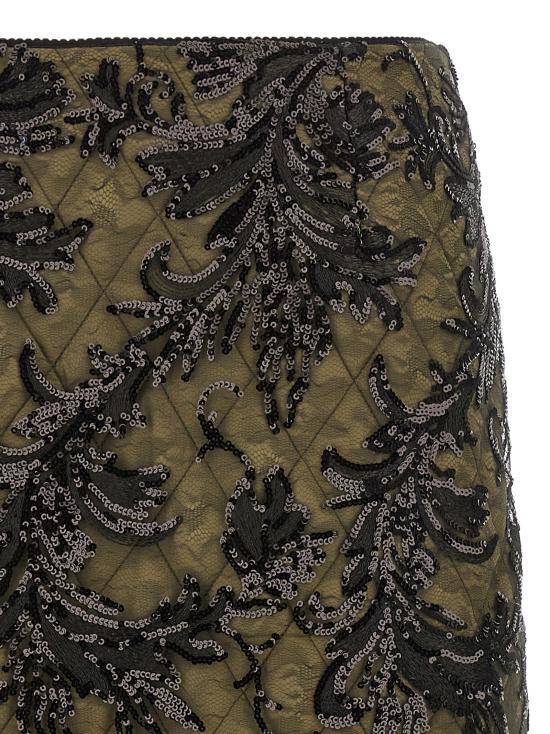 25FW 르 트윈스 미디 스커트 MONILACEBLACKINGREEN Green - LE TWINS