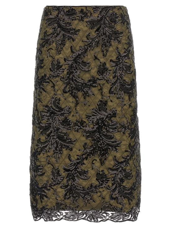 25FW 르 트윈스 미디 스커트 MONILACEBLACKINGREEN Green