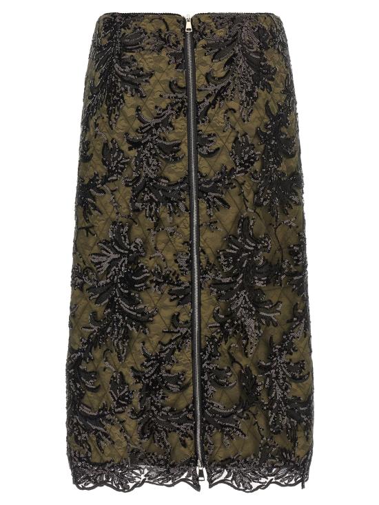 25FW 르 트윈스 미디 스커트 MONILACEBLACKINGREEN Green - LE TWINS