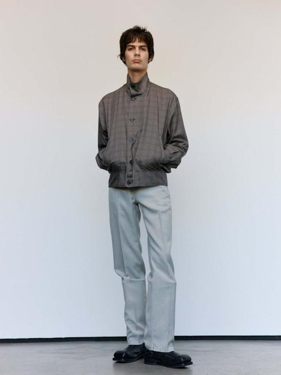  아워레가시 봄버 자켓 아워 레거시 더티 브라운 글렌 플레드 모크 봄버 - OUR LEGACY