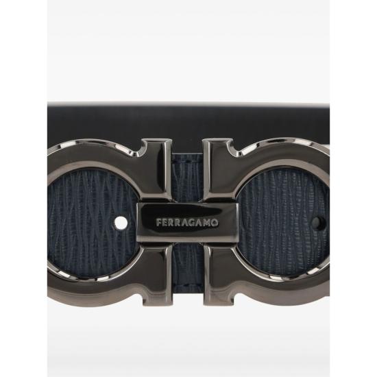 26SS 살바토레 페라가모 가죽 벨트 679710 0687611 NEBLU BLACK BLUE - SALVATORE FERRAGAMO