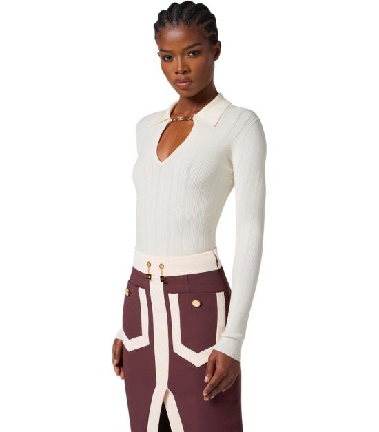 25FW 엘리자베타프랜치 스웨터 MK09B56E2 DZ9 38 White - ELISABETTA FRANCHI