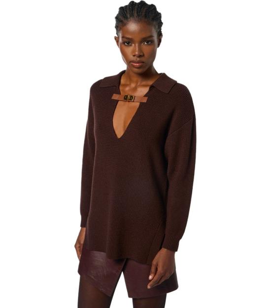 25FW 엘리자베타프랜치 스웨터 MK06S56E2 EA3 38 Brown - ELISABETTA FRANCHI