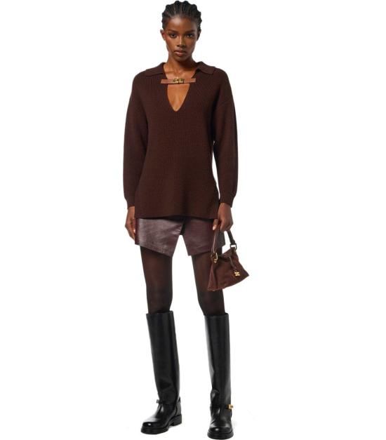 25FW 엘리자베타프랜치 스웨터 MK06S56E2 EA3 38 Brown - ELISABETTA FRANCHI
