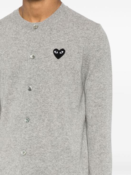 25FW 꼼데가르송 블랙 하트 니트 가디건 AXN023051 2LIGHTGREY Grey - COMME DES GARCONS